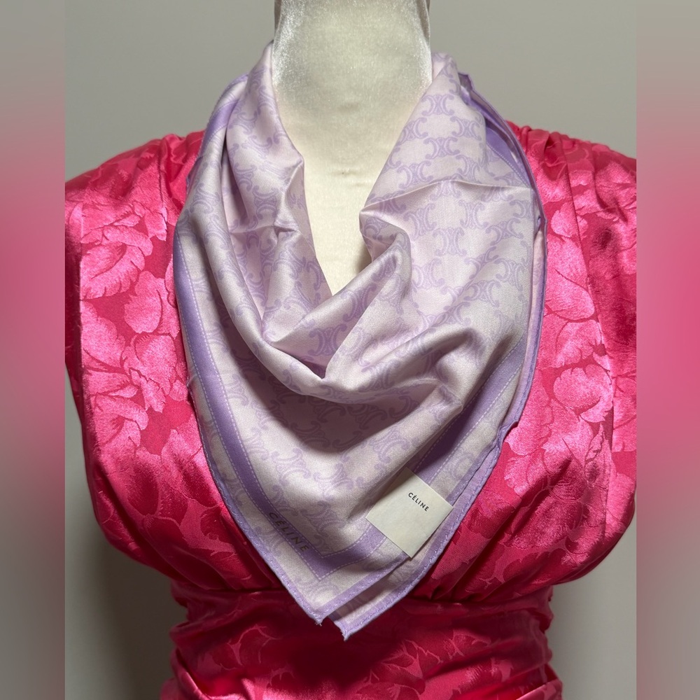 Brand New Celine Pastel Purple handkerchief Scarf size 18x18 inches
